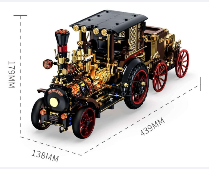 Building Blocks - Creatieve 1331-delige vintage mechanische stoomauto bouwstenen