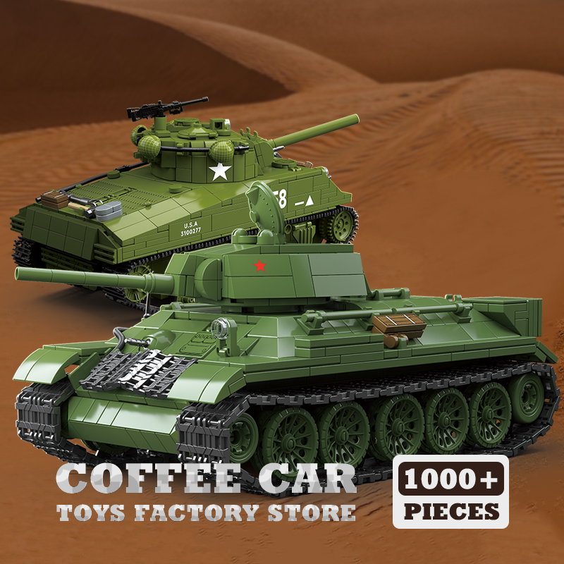 Lego Compatible Military Tank - M4A3 Medium Tank Bouwstenen T34/76 Gepantserde